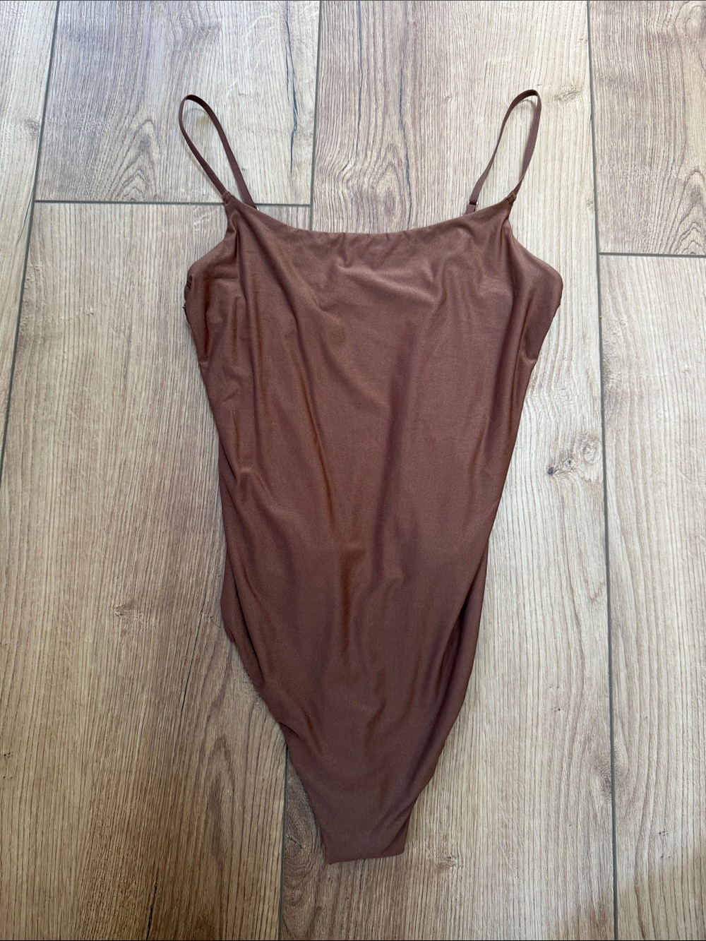 aerie Brown Scoop Neck Spaghetti Strap Bodysuit